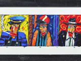 a painting of a group of people on a wall