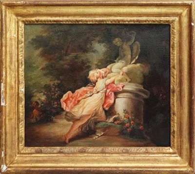 une image d'un tableau représentant une femme assise sur un banc