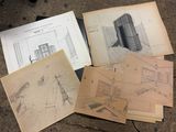 de nombreux dessins anciens représentant un bâtiment au sol