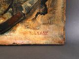a painting on the wall of a room with a painting on it