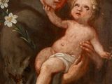 an image of a painting of a man holding a baby