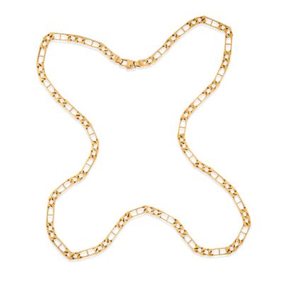 a close up of a gold chain on a white background
