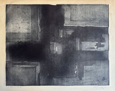 une photo en noir et blanc montrant un tas de cartons