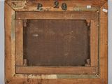 an old wooden picture frame with a number on it