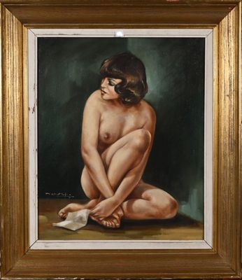 NOVY. « Femme nue ». Huile sur toile signée.