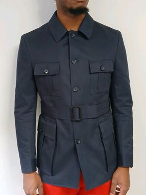 Veste bleu marine en coton et doublure en viscose - BRISBANE…