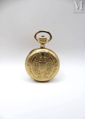 a close up of a gold pocket watch on a white background