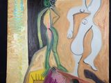 un tableau représentant un homme et une femme dans une pièce