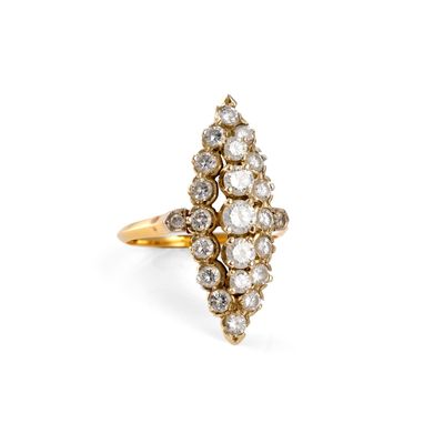 an image of a gold and diamond cluster ring