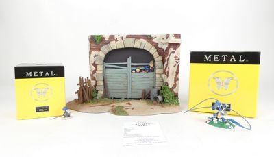 a picture of a set of three items that include a door, a fence, and a box of metal