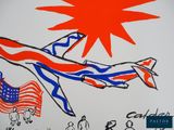 a drawing of a plane with an american flag on it