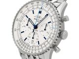 breiter chronograph mens watch with white dial and blue hands