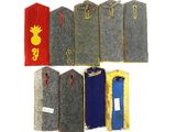 five different types of military uniforms on a white background