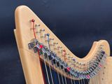 a close up of the strings on a harp