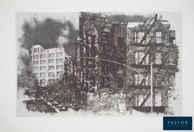 une photo en noir et blanc d'un bâtiment qui a été détruit