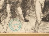 a black and white drawing of a man and a woman