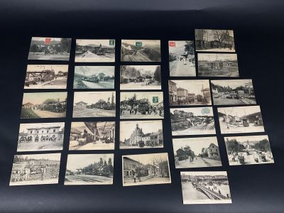 Réf 107 - CPA - 52 CP - "Trains et Tramway : Ensemble de 52 …