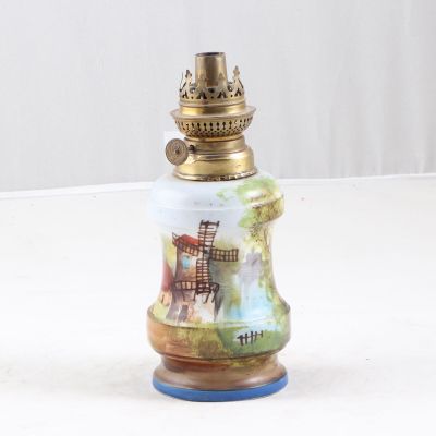 ANCIENNE LAMPE A HUILE FLORENTINE LAITON 3 becs avec mouchette old oil