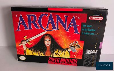 une image représentant la boîte d'un jeu d'arcade, sur laquelle figure une femme tenant une épée