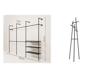 Etagere Pamo Kim Double 3 Metal Black + Porte-Manteau Tft NE…