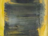 an image of a painting with a yellow background and a black and yellow stripe