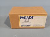 a close up of a cardboard box on a gray surface