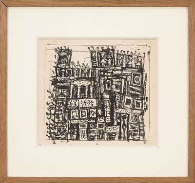 an image of a black and white drawing of a building