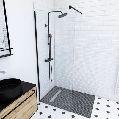 Paroi de douche 80 cm à l'italienne, marque AURLANE, verre t…