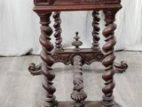 a wooden table with a drawer on top of it on a hard wood floor
