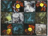 a picture of a colorful tile with flowers on it