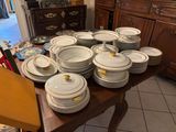 a table with a lot of plates and bowls on it