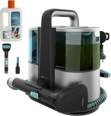 a vacuum that is sitting next to a bottle of cleaner