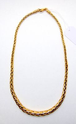 Collier en or jaune 750 °/°° (18k) à mailles palmier. - Photo 1