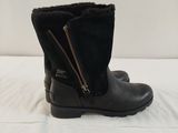 black leather boots with zippers and zippers on the side