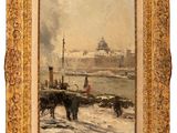 an image of a painting of a man on a horse drawn carriage