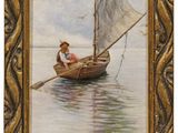 une image représentant un tableau où l'on voit un homme dans un bateau