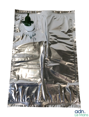 a bag of silver foil with a bottle of water in it