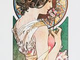 an image of a painting of a woman with flowers in her hand