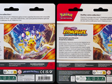 two packs of pokemon trading cards are shown on a black background