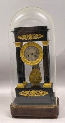 a glass dome with a clock inside of it