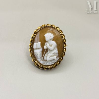 Broche camée or Broche ovale en or jaune 9k (375 millièmes) … - Photo 1