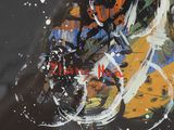 an image of a painting with black and white paint on it