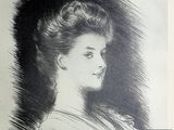 a black and white drawing of a woman in profile
