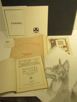 un dessin représentant un loup posé sur une table, à côté d'un livre