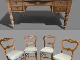 two pictures of a table and four chairs with a wooden top