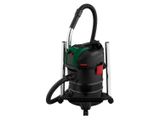un aspirateur noir muni d'une poignée verte et rouge
