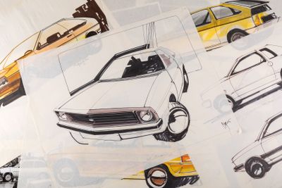 de nombreux modèles de voitures dessinés sur une feuille de papier