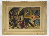 une image représentant un tableau où l'on voit un homme et une femme dans une pièce