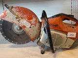 two circular saws on display in a store