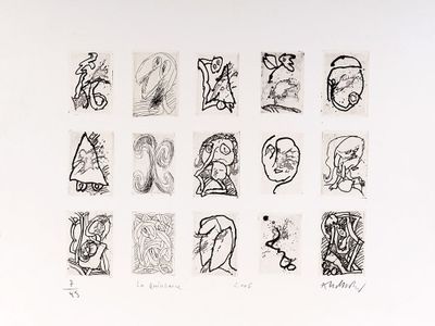 un dessin représentant plusieurs lettres sur une surface blanche